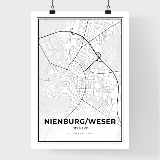 Nienburg/Weser Germany - Premium City Map Poster