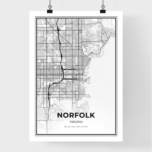 Norfolk Virginia - Premium City Map Poster