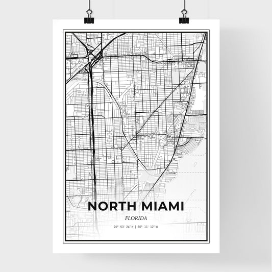 North Miami Florida - Premium City Map Poster