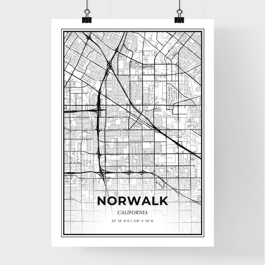 Norwalk California - Premium City Map Poster
