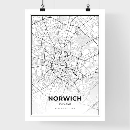 Norwich England - Premium City Map Poster