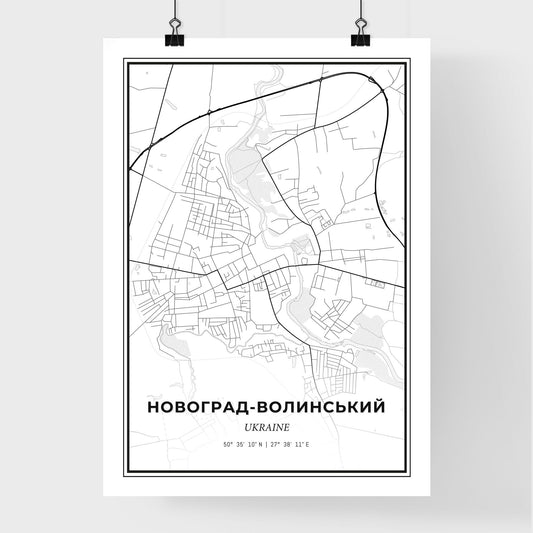 Novohrad-Volynskyi Ukraine - Premium City Map Poster