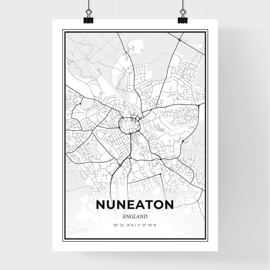 Nuneaton England - Premium City Map Poster