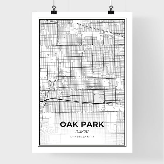Oak Park Illinois - Premium City Map Poster