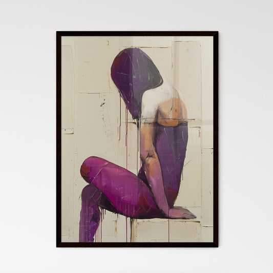 Abstract Purple Woman Oil Painting on Ivory Background Default Title
