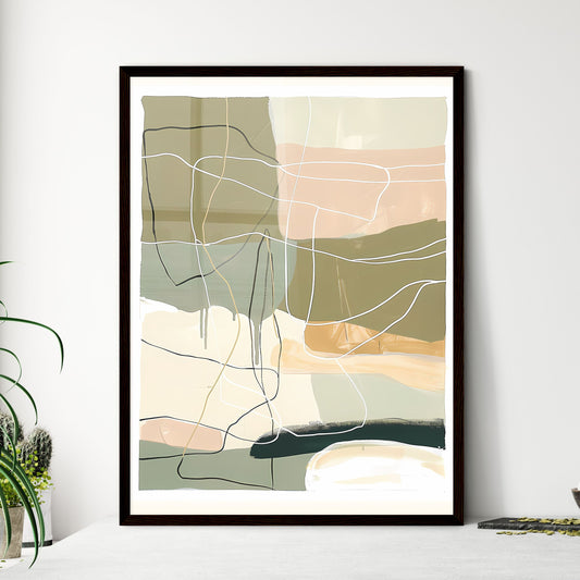 Vibrant papier-mâché art print with minimalistic tree design, featuring muted color palette and gouache technique Default Title