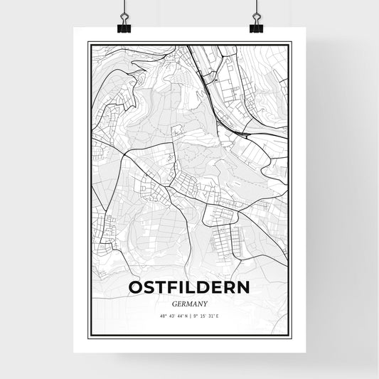 Ostfildern Germany - Premium City Map Poster