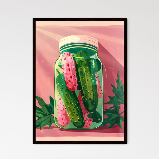 Vibrant Art Deco Style Digital Painting of a Jar of Pickles with Green and Red Pickles Default Title