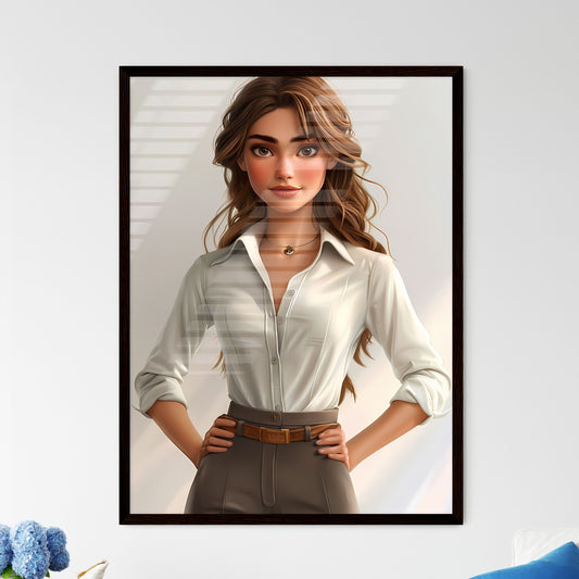 Fashionable 1920s female character in Pixar-inspired style, head-to-toe view, vibrant artwork, blank background, casual cartoonish illustration. Default Title