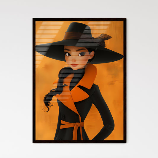 Cartoonish fashionably dressed woman black hat painting digital art art aspect Default Title