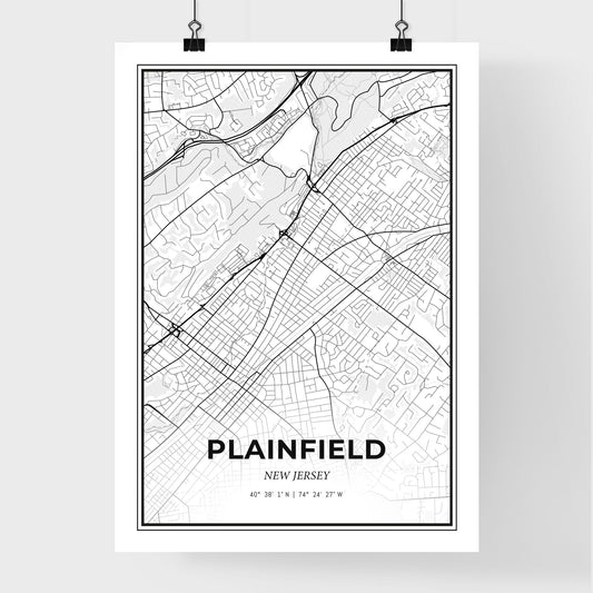 Plainfield New Jersey - Premium City Map Poster