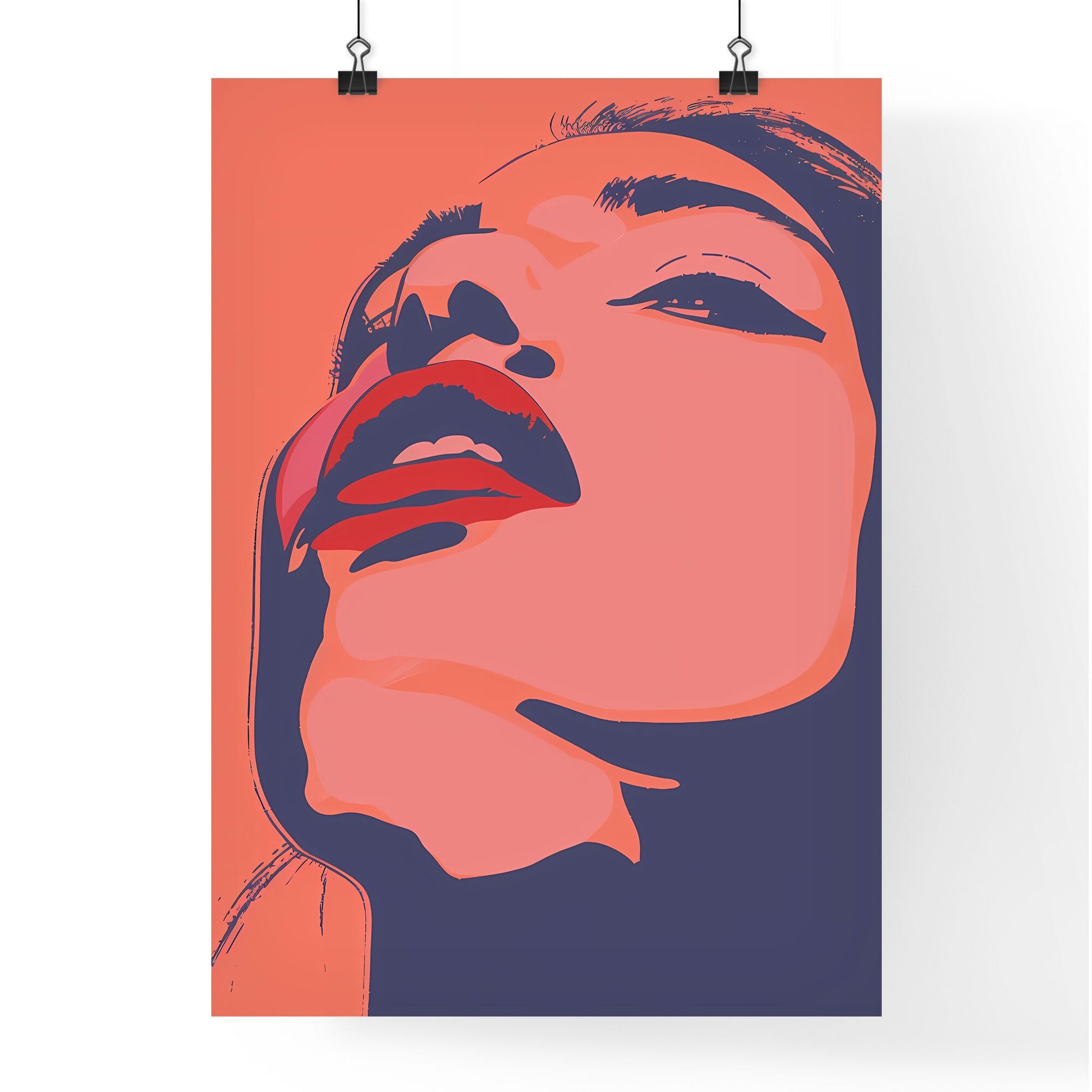 Energetic, playful pop art with bright colors and a focus on a woman with vibrant red lips, featuring simple yet captivating lines and a contemporary, minimalist, and graphic aesthetic. Default Title