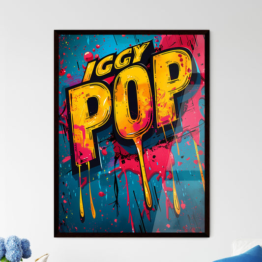 Vibrant Pop Art Painting: Geometric Shapes, Circle Screening, Vivid Colors, Word IGGY, Word POP, Exclamation, Splashes, Colored Drips Default Title