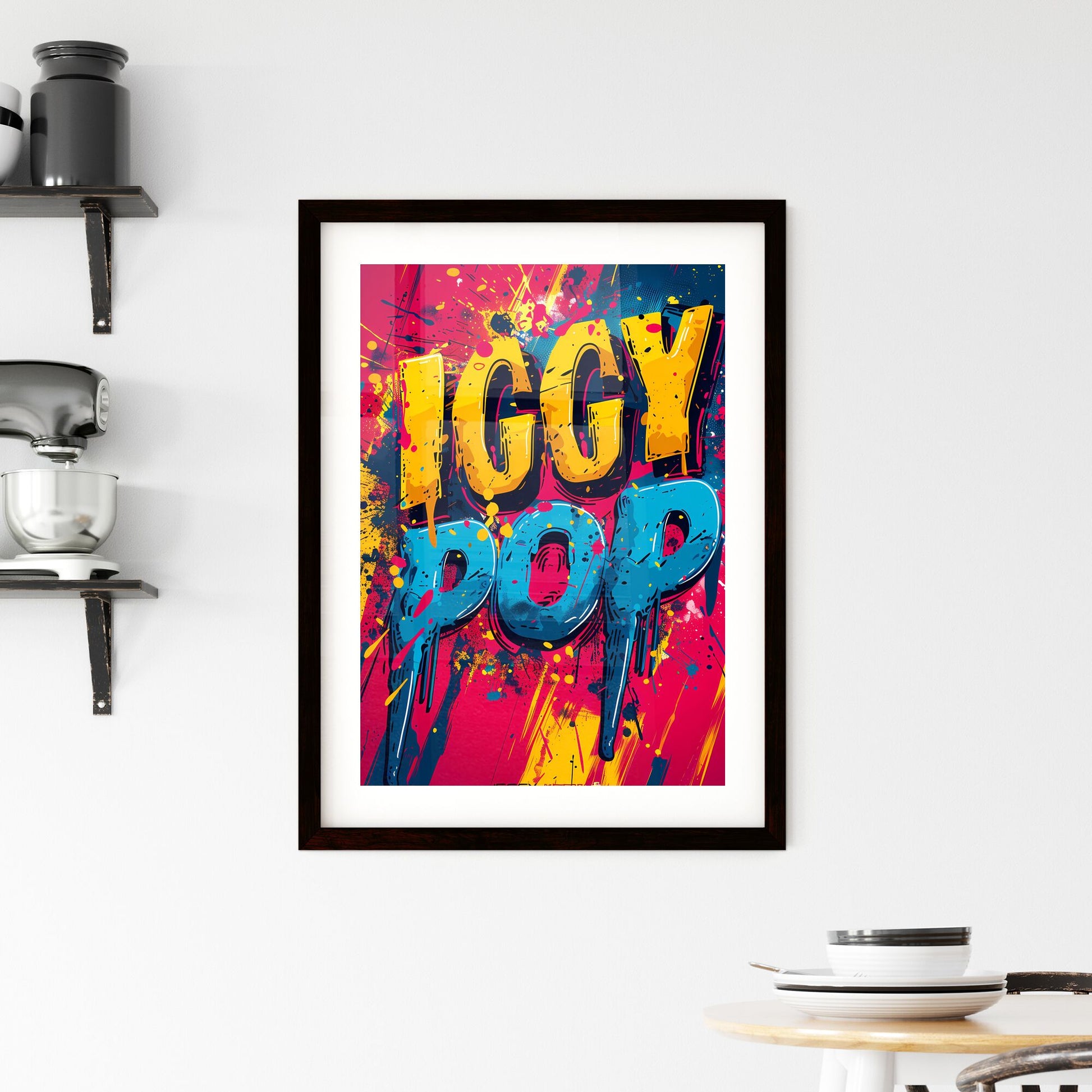 Vibrant Pop Art: Graphics, Geometric Shapes, Circle Screening, Iggy & Pop, Exclamation, Splashes, Coloured Drips, Ultra Wide Angle View Default Title