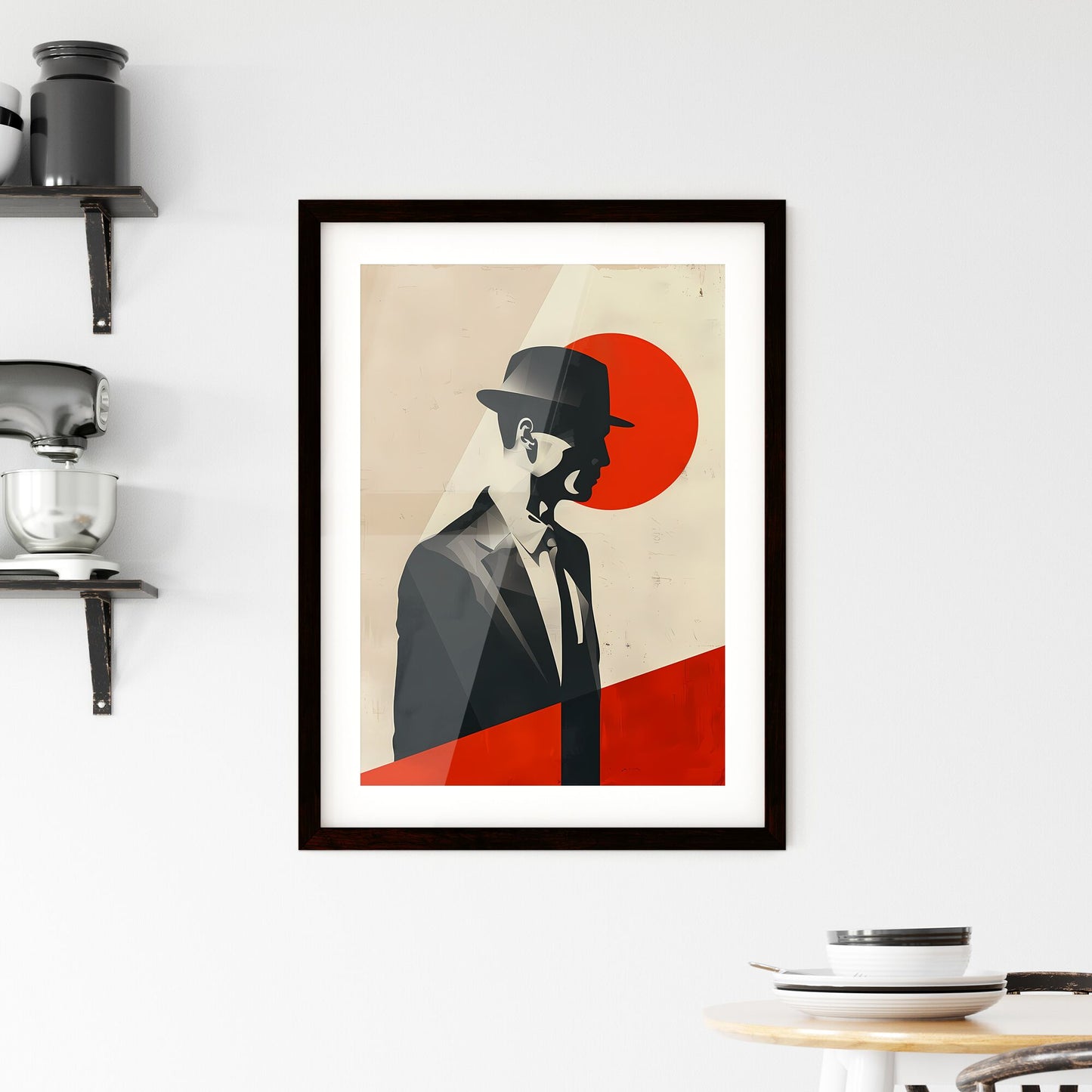 Bauhaus Style Modernism Painting Print Man Suit Tie Vibrant Art Default Title