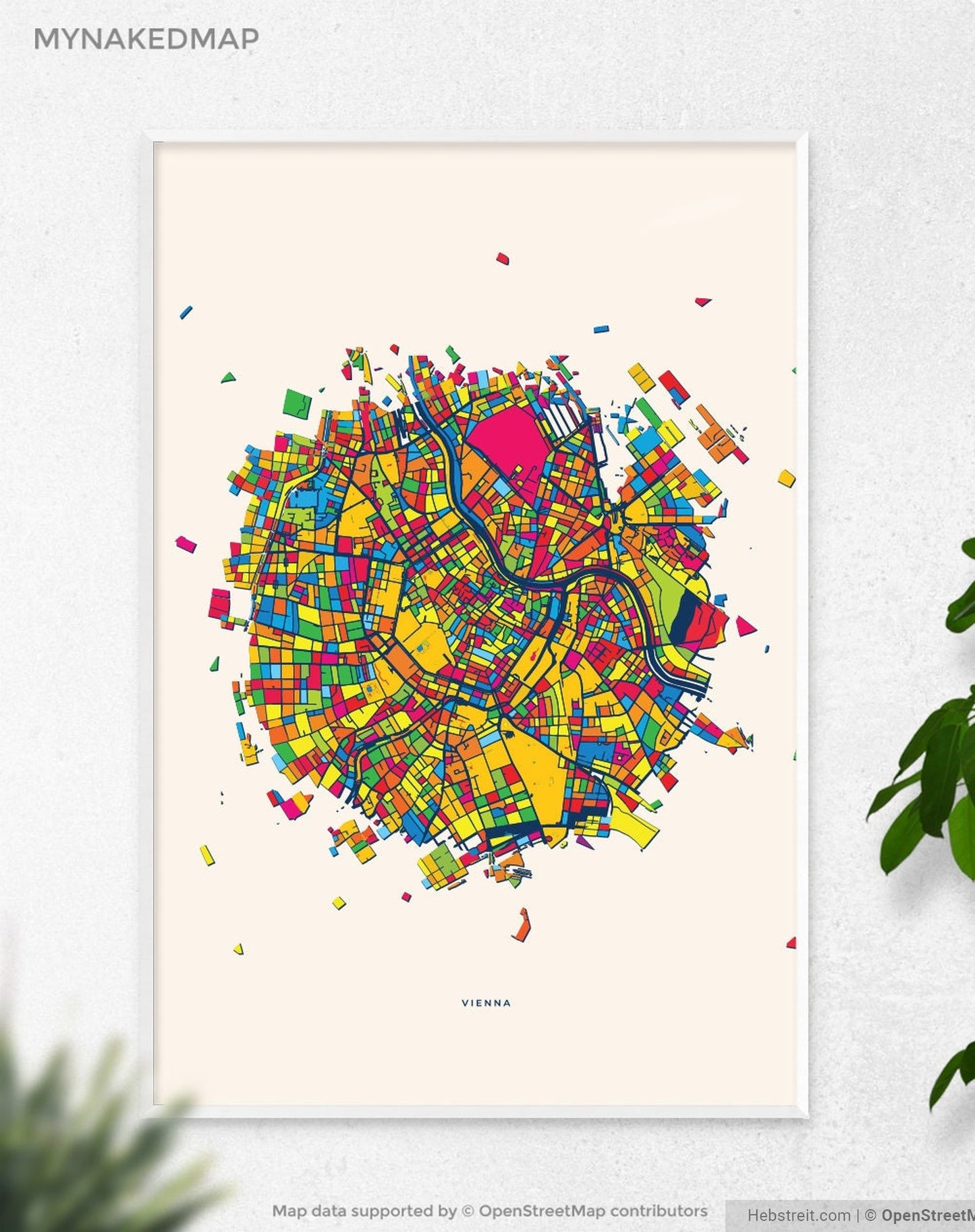 Vienna Austria Art Map, Vibrant Cityscapes of Europe, Perfect Decor for Home and Business