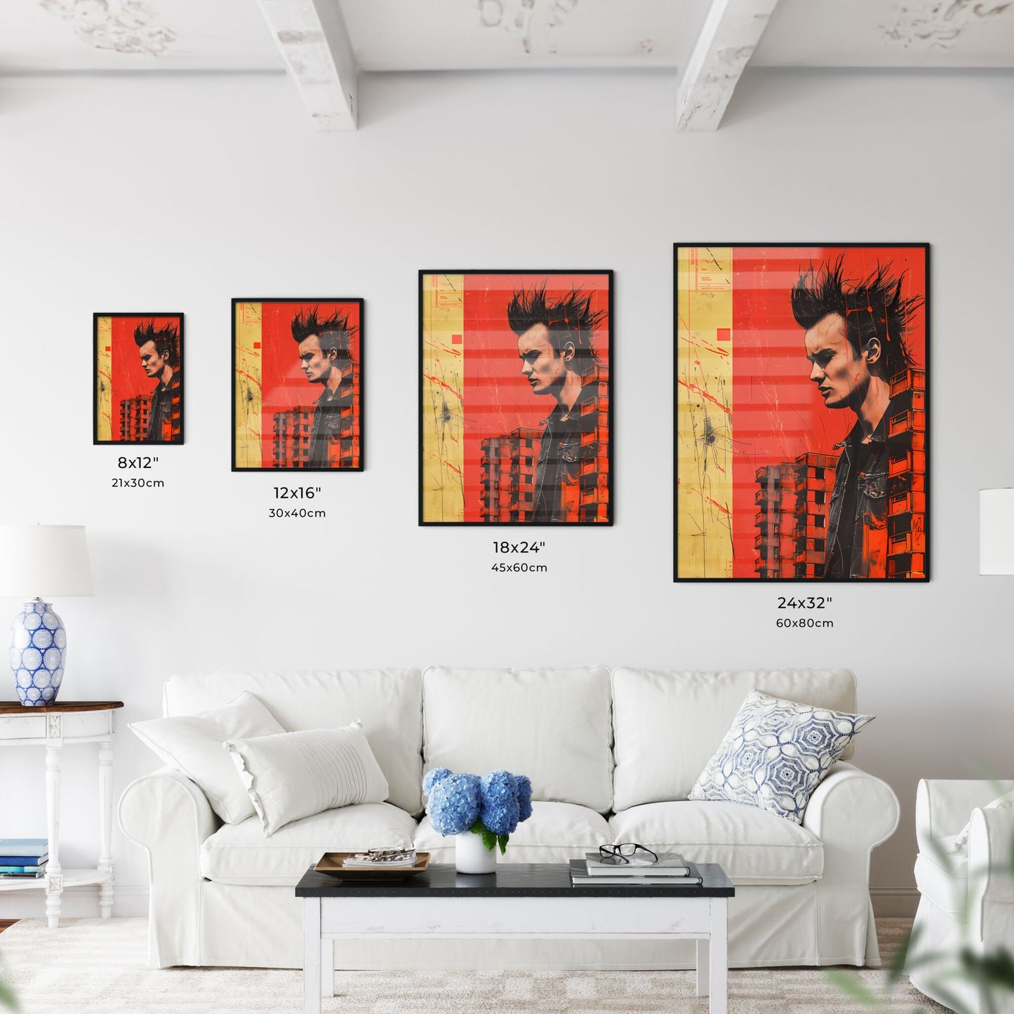 Vibrant Brutalism Painting: Spiky-Haired Man in Striking Graphic Style Default Title