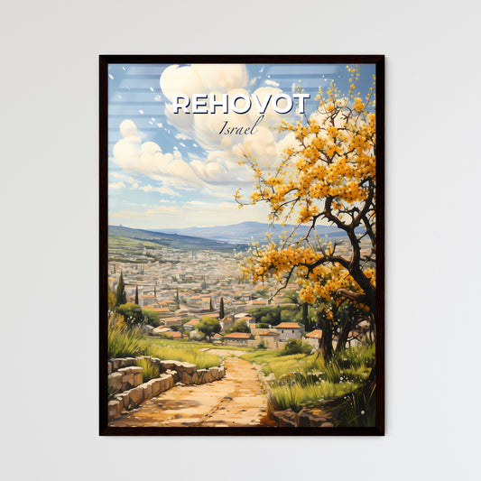 Vibrant Painted Valley Scene with Yellow Flowering Tree and Scenic Skyline of Rehovot Israel Default Title
