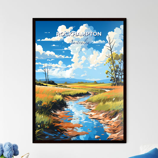 Rockhampton Australia Skyline Artistic Painting: Vibrant Field with Stream Default Title