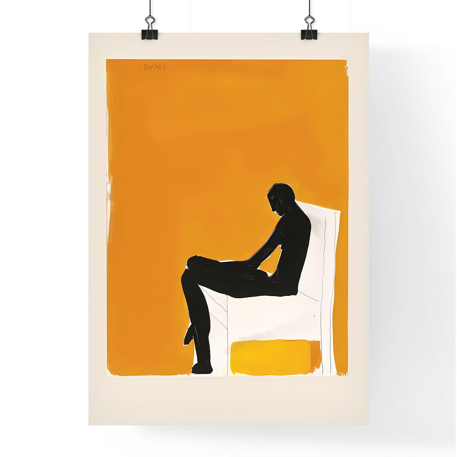 Abstract Art, Minimalist Art Print, Vibrant Painting, Art Deco Wall Art, Man in Chair, Modern Home Decor Default Title