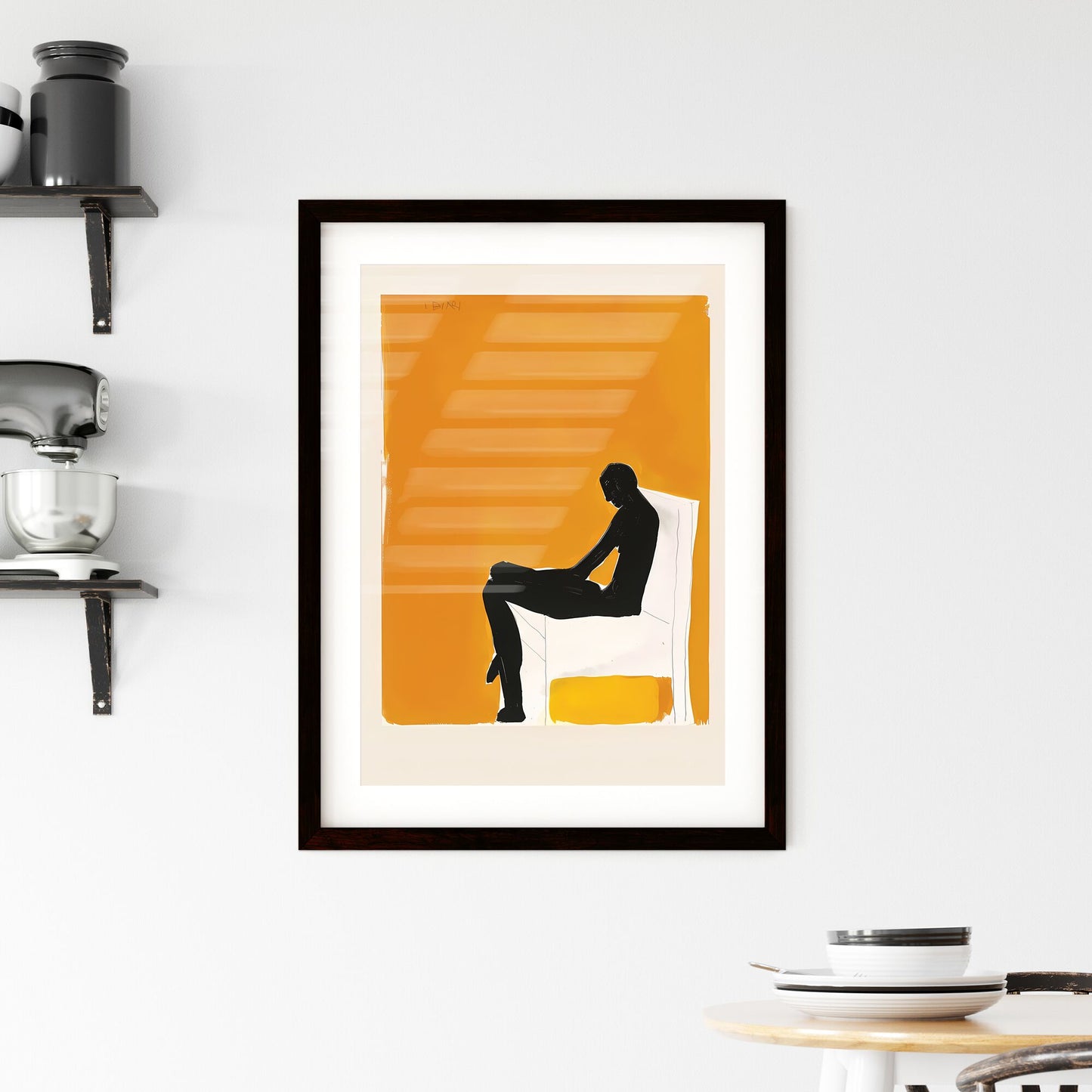 Abstract Art, Minimalist Art Print, Vibrant Painting, Art Deco Wall Art, Man in Chair, Modern Home Decor Default Title