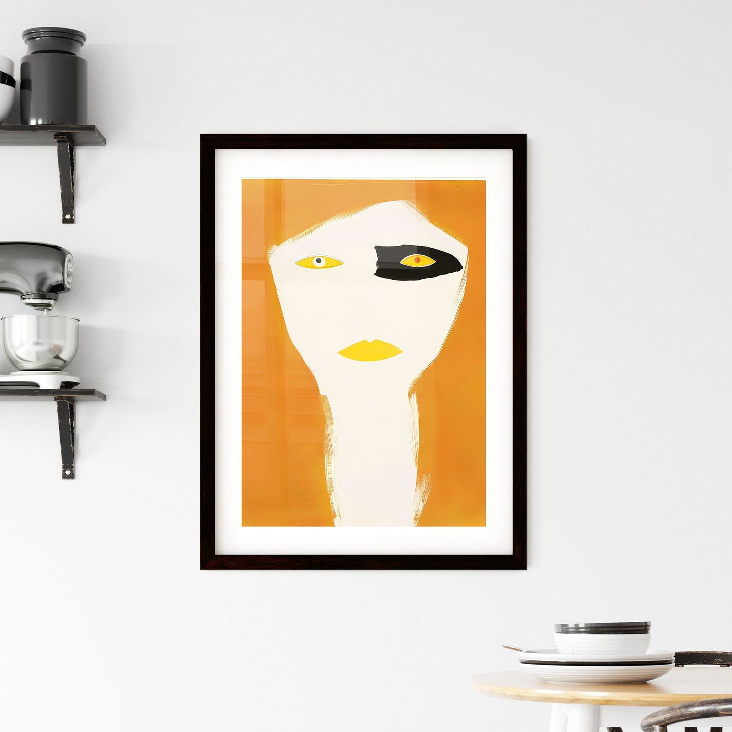Minimalist Art Poster: Vibrant Painting of Woman with Yellow and Black Eyes, Art Fauvism, Wall Decor, Abstract Art Default Title