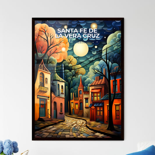 Vibrant Art Painting of Santa Fe de la Vera Cruz Argentina Skyline Street with Buildings Trees and Moon Default Title