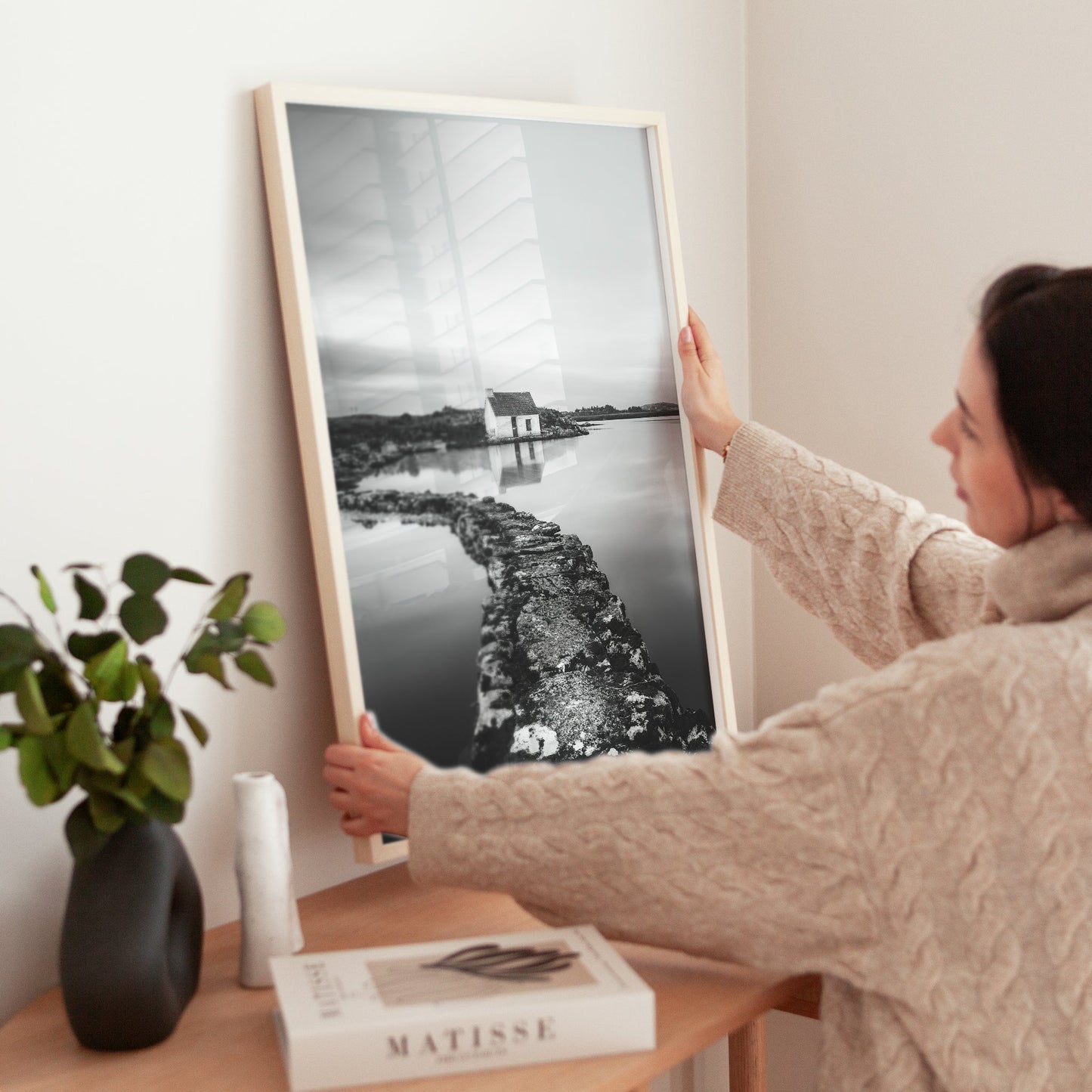 Fisherman’s Bothy, Connemara – Black and White Ireland Wall Art Print