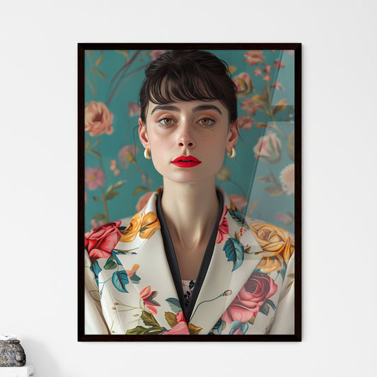 Floral Blazer Neo-pop Art Pastelle Illustration, SD Character Woman Red Lips Flat Default Title
