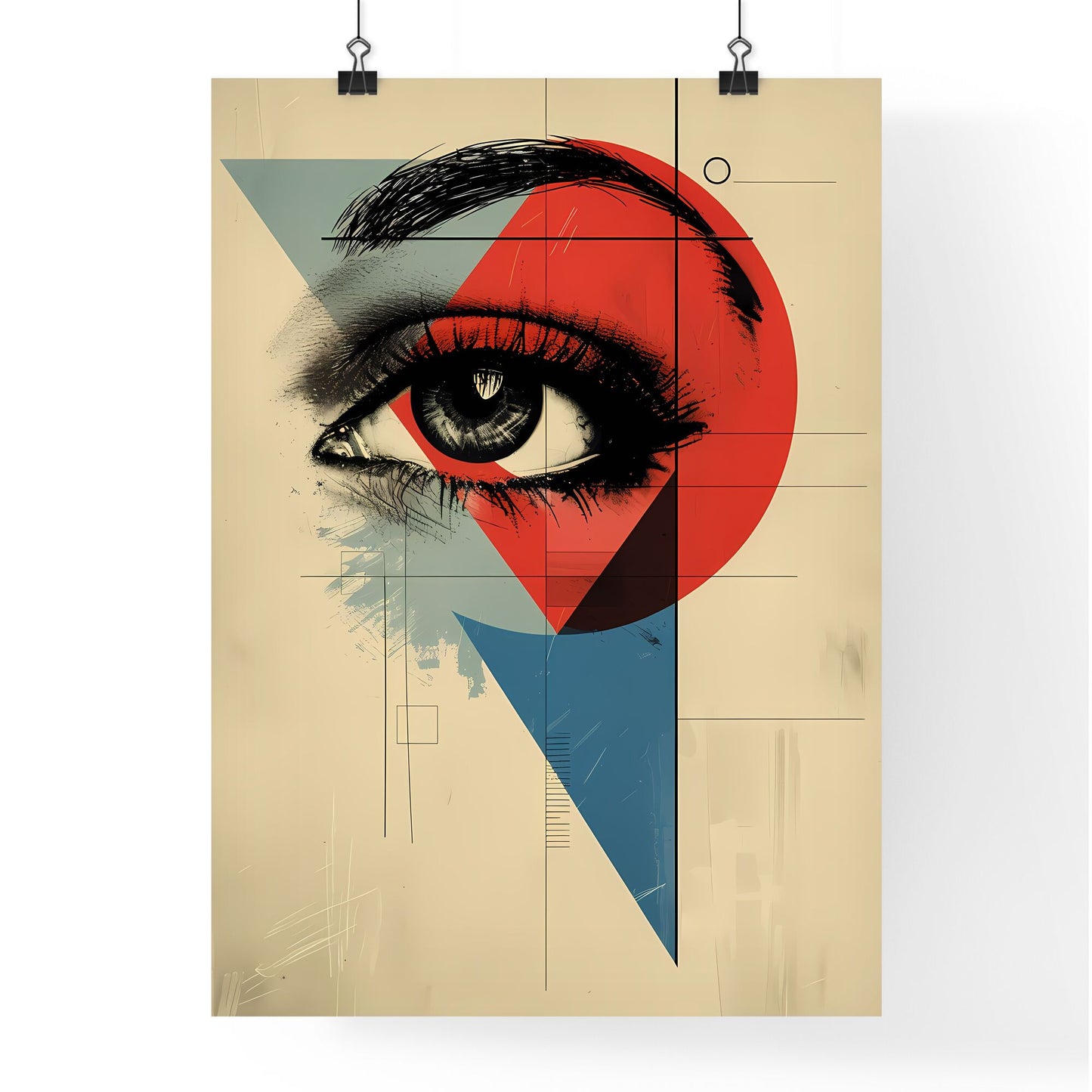 Abstract Expressionist Bauhaus Eye Concert Poster Canvas Painting Minimalist Abstract Art Geometric Eye Painting Default Title