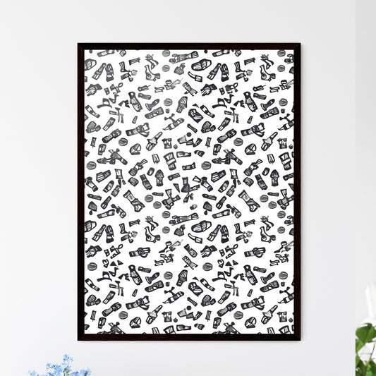 Black and White Doodle Pattern - Vibrant Artistic Painting - Seamless Background - Art Design Default Title