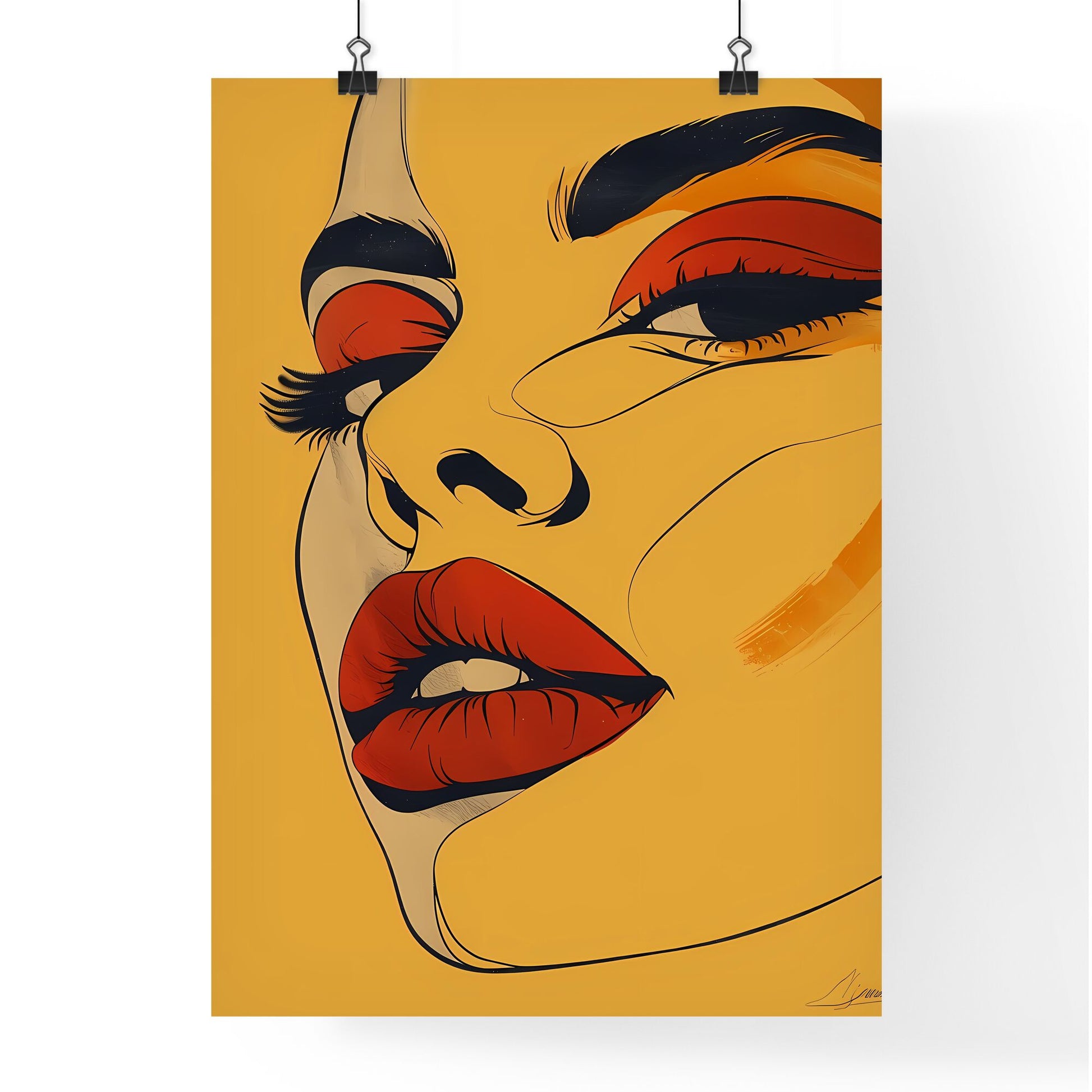 Abstract Travel Artwork: AliciA - A Modern, Vibrant, and Simplistic Poster Depicting a Womans Face Crafted with Alphabet Shapes and Bright Matte Colors. Default Title