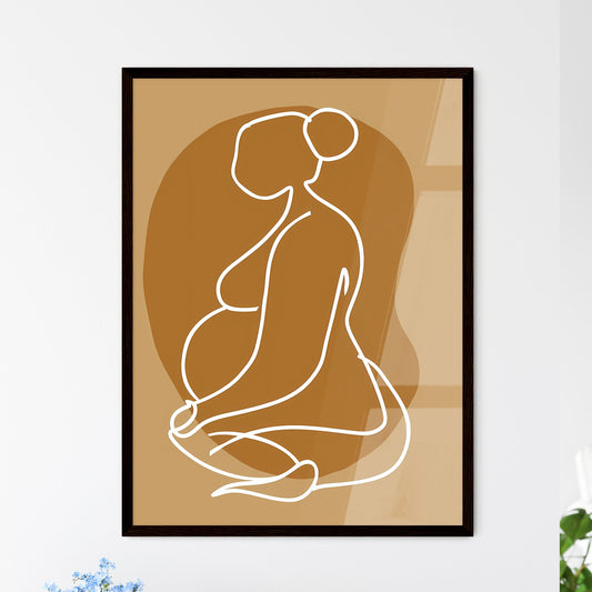 Pregnant Woman in Striking Artistic Single Line Drawing - Vibrant Painting Showcasing Female Beauty and Maternity Default Title