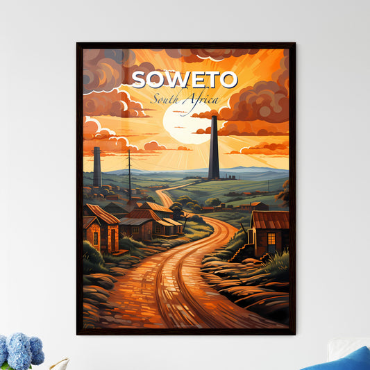Soweto Cityscape: Vibrant Village Artwork Depicting a Road Leading to a Settlement in South Africa Default Title
