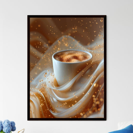 Close-up Photograph of a Hyper-Realistic, Vibrant Coffee and Fabric Swirl Painting in a Surrealist Style with Smooth Textures and Vibrant Colors Default Title