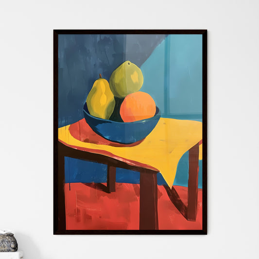 Colorful and vivid abstract modern still life acrylic painting of a bowl of fruit on a table in Scandinavian design Default Title