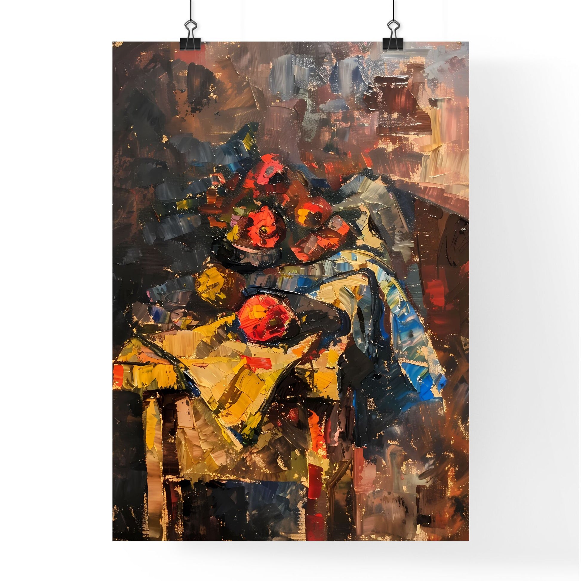 Impressionist Oil Painting | Still Life | Fruit | Table | Moody | Artistic | Vibrant | Loose Brushstrokes Default Title
