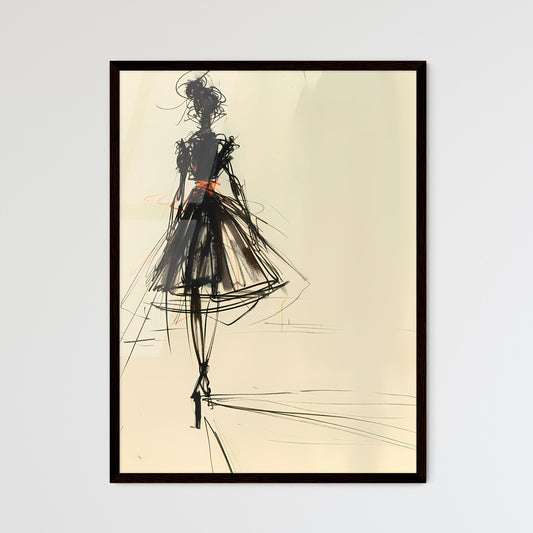 Eye-Catching Fashion Design Sketch of a Woman in Flowing Dress, Showcasing Artistic Vibrancy and Female Elegance Default Title