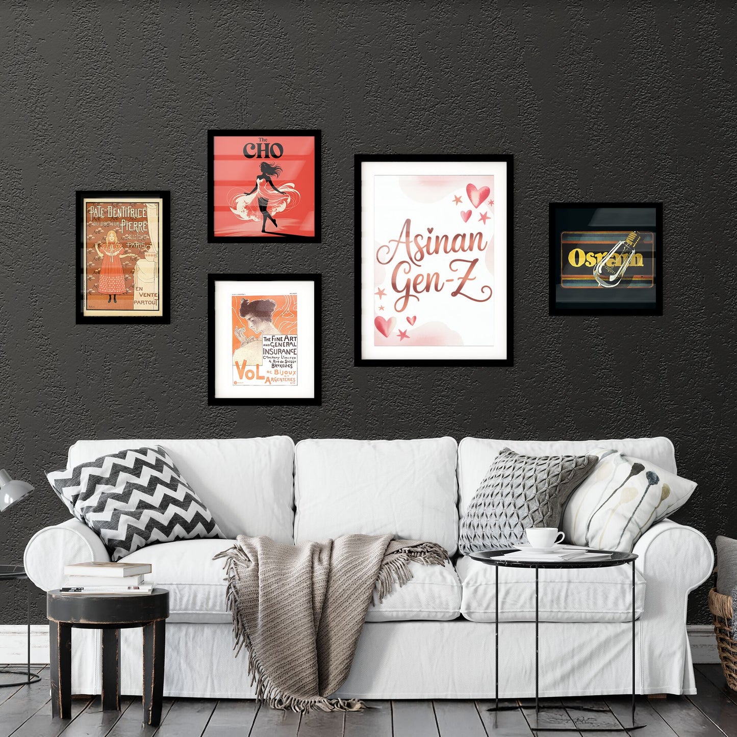 Stylish and Playful 'Asinan Gen-Z' Typography Design with Hearts and Stars for Trendy Youth Themes. Collection