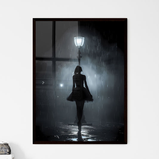 Dancing in Darkness: A Single Light Illuminates a Ballet Silhouette Amidst Vibrant Painting Default Title
