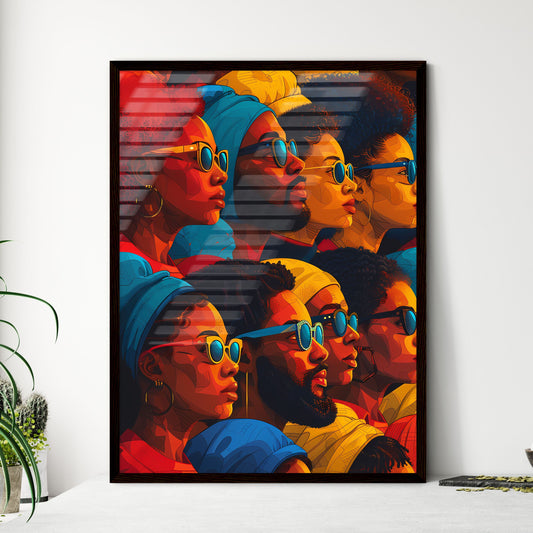 Modern art T-shirt design mockup with inclusivity theme featuring diverse characters in stylized painting style, available in five color options to match shirt hues Default Title