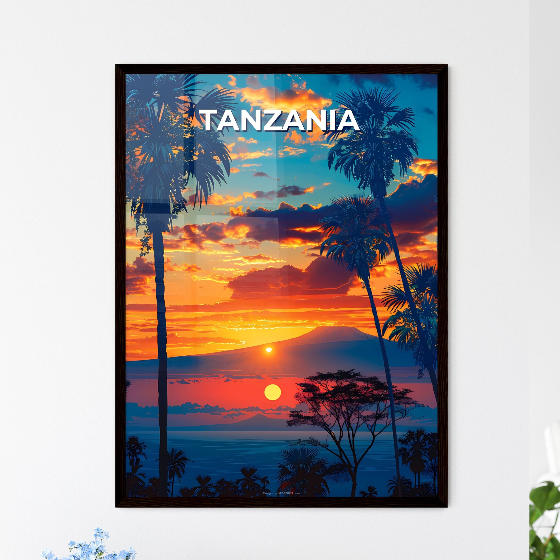 Tropical Island Sunset Art, Tanzania Africa Painting, Vibrant Colors, Fine Art, Digital Art, African Art