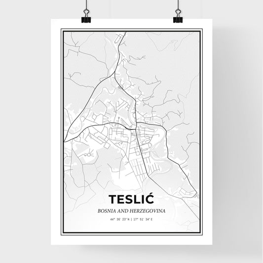 Teslić Bosnia and Herzegovina - Premium City Map Poster