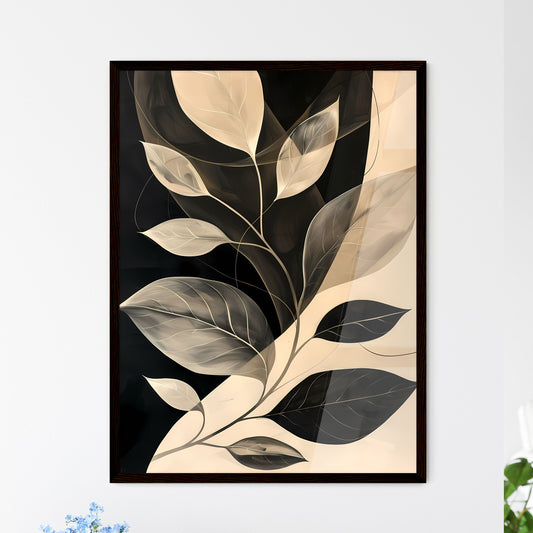 Abstract Black and White Leafy Plant Painting: Holotone Print With Bold Stencil in Organic Wavy Lines Default Title
