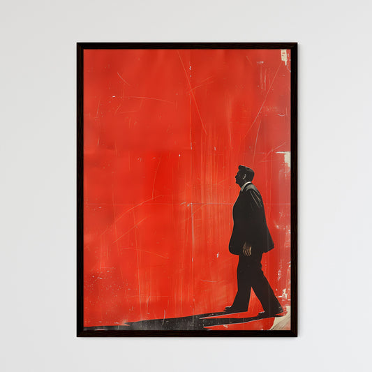 Modern art painting, red wall poster, propaganda style, walking man, abstract, expressive, acrylic, canvas Default Title