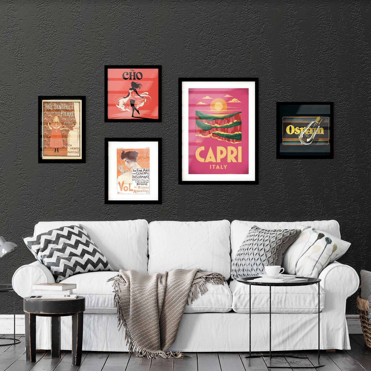 Vibrant Retro Travel Poster: Explore the Breathtaking Landscapes of Capri, Italy at Sunset. Collection