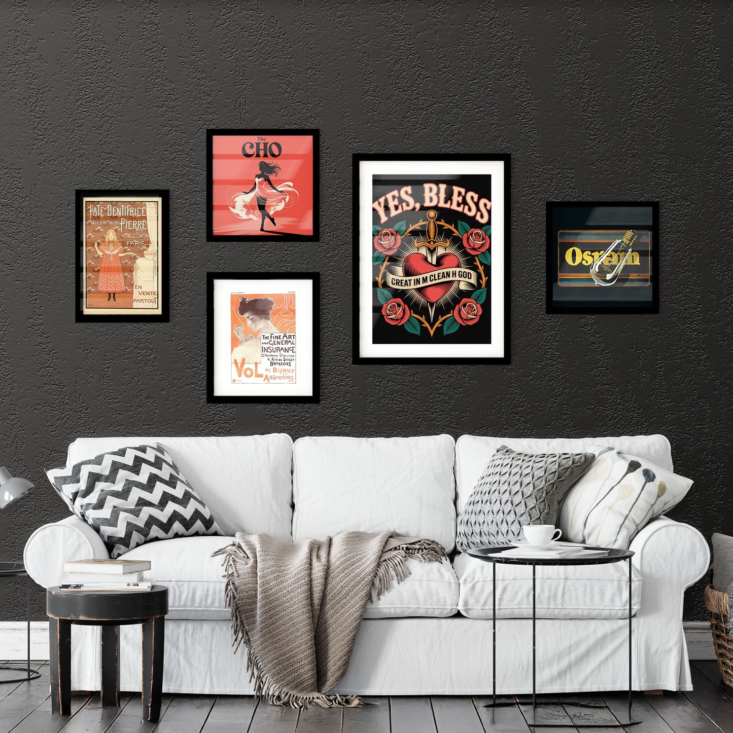 Vibrant Tattoo-Inspired Design Featuring a Heart, Sword, and Roses with Inspirational Text. Collection