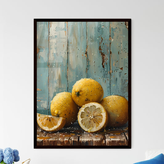 Vintage Oil Painting: Moody Still Life with Lemons on Oak Table, Art Print, Home Decor, Wall Art Default Title
