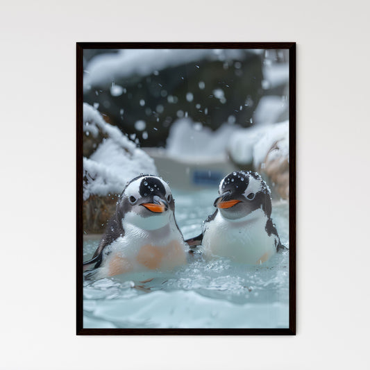 Whimsical Penguin Bathtub Buddies: Art Photography Inspired Storybook Illustration Featuring Penguins Playing in Snowy Water Default Title