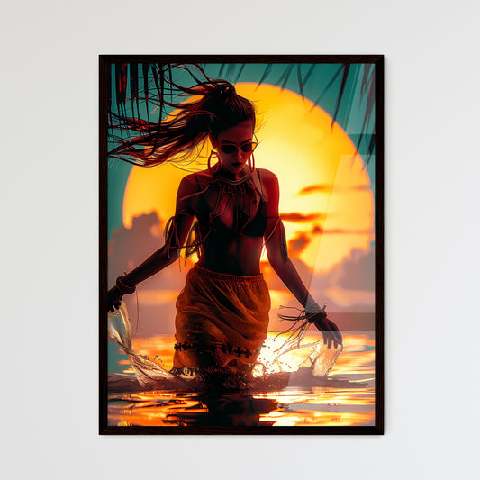 Tropical Sunset Dance Festival Flyer Featuring Woman in Vibrant Art Painting with Sunglasses and Garment Default Title